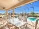Covered patio with pool and golf course views at 304 Sorrento Road, Poinciana, FL 34759
