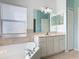Bathroom features a soaking tub, double vanity, and lots of natural light at 243 New River Dr, Kissimmee, FL 34759