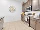 Modern kitchen with granite counters and stainless steel appliances at 905 Desmoines Way, Poinciana, FL 34759