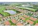 Aerial view of community, showcasing houses, golf course, and lake features at 1066 Quaker Ridge Ln, Davenport, FL 33896