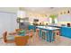 Modern kitchen with teal cabinets, stainless steel appliances, and an island at 160 Hideaway Beach Ln, Kissimmee, FL 34746