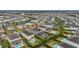 Aerial view of house with pool, located in a residential neighborhood at 370 Burma St, Kissimmee, FL 34747