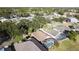 Aerial view of a neighborhood showcasing homes with screened-in pools and well-maintained landscaping at 1717 Clubhouse Cv, Haines City, FL 33844