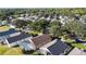 Neighborhood aerial showcasing homes with screened pools, green spaces, and mature trees at 1717 Clubhouse Cv, Haines City, FL 33844