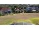 Aerial backyard view features a screened-in pool and lush greenery, perfect for outdoor enjoyment and relaxation at 1717 Clubhouse Cv, Haines City, FL 33844