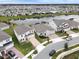 Aerial view of a residential neighborhood with a lake at 5052 Center Ct, St Cloud, FL 34772
