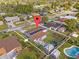 Aerial view of house highlighting property lines and backyard amenities at 7804 Acadian Dr, Orlando, FL 32822