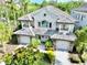 Two-story home featuring a well-manicured front yard, gray roof and a two-car garage at 8162 Valhalla Ter, Reunion, FL 34747