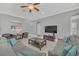 Open living room with ample seating and a large TV at 8162 Valhalla Ter, Reunion, FL 34747