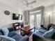 Living room with sectional sofa, coffee table, and access to balcony at 1361 Tuscan Ter # 7305, Davenport, FL 33896
