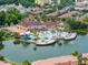 Aerial view of community with resort-style pool and lake at 2621 Bugatti Ct, Kissimmee, FL 34746