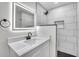 Bathroom showcasing a sleek vanity, illuminated mirror, and walk-in shower at 3020 Rockingham Cir, Orlando, FL 32808