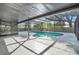 Screened in pool area with shade covering, tiled patio, and view to yard at 3020 Rockingham Cir, Orlando, FL 32808