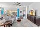 Spacious living area with comfortable seating and access to a lanai at 5014 E Fountainwood Dr, Saint Cloud, FL 34772
