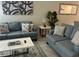 Comfortable living room with two plush sofas, stylish decor, and a large mirror, creating an inviting and relaxing space at 701 Ocean Course Ave, Davenport, FL 33896