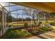 Relaxing screened porch with seating and a clear view of the landscaped backyard at 26622 Bull Run, Leesburg, FL 34748