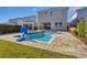 Inviting backyard oasis featuring a sparkling pool, spa, and basketball game at 7430 Marker Ave, Kissimmee, FL 34747
