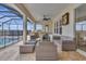 Relaxing covered patio with comfortable seating and an outdoor kitchen overlooking the pool at 820 Windlass Ct, Kissimmee, FL 34746