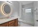 Spa-like bathroom with a large shower and updated vanity at 4364 Fox Glen Loop, Kissimmee, FL 34746