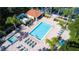 Arial view of community pool, hot tub, and lounge chairs at 8407 Crystal Cove Cv, Kissimmee, FL 34747