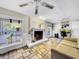 Gathering room with fireplace, pool view, and lots of natural light at 2219 Pilaklakaha Ave, Auburndale, FL 33823