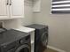 Well-equipped laundry room with modern washer and dryer units and storage cabinets at 3034 Boating Blvd, Kissimmee, FL 34746