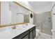 Double vanity bathroom with a large walk-in shower at 9194 Sommerset Hills Dr, Davenport, FL 33896