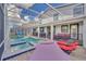 Backyard oasis with a screened-in pool and patio furniture at 9194 Sommerset Hills Dr, Davenport, FL 33896