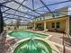 Spacious screened pool and spa with patio seating at 993 Suffolk Pl, Davenport, FL 33896