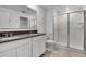 Clean bathroom with double vanity and a large shower at 1274 Fury St, Davenport, FL 33837