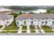 Aerial view of townhome community near a lake at 1481 Discovery St, Davenport, FL 33896