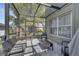 Enclosed outdoor patio with comfortable seating, a table, and a view of the lush backyard at 212 Rontunda Dr, Kissimmee, FL 34758