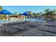 Relaxing pool area with lounge chairs and umbrellas at 8963 Coco Palm Rd, Kissimmee, FL 34747