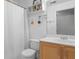 Clean bathroom with a shower/tub combo, vanity, and white linen at 102 Circle Hill Rd, Sanford, FL 32773