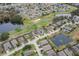 Aerial view of home with backyard near pond at 296 Del Sol Ave, Davenport, FL 33837