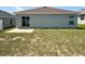 The backyard is a blank canvas with a small patio and sliding glass door access to the home at 505 Pentas Ln, Haines City, FL 33844