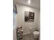 Small bathroom with toilet, pedestal sink, and decorative artwork at 1254 Wispy Cypress Dr, Kissimmee, FL 34746