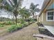 Spacious backyard with lush tropical landscaping, trees, and lawn at 6826 Goldflower Ave, Harmony, FL 34773