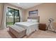 Cozy bedroom with a queen bed and access to a private patio at 7537 Brooklyn Dr, Kissimmee, FL 34747