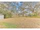 Large backyard with mature trees and grassy area at 109 Arrowhead Ln, Haines City, FL 33844