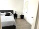 Bedroom features a modern bed, sleek wood floors, and a minimalist aesthetic at 345 Forestway Cir # 106, Altamonte Springs, FL 32701
