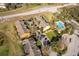 Aerial view of neighborhood featuring a community pool and well-maintained landscaping at 7588 Assembly Ln, Reunion, FL 34747