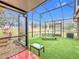 Spacious screened patio with artificial turf and picnic table at 3033 Sangria St, Kissimmee, FL 34744