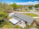 Aerial view of home showcases a covered patio and fenced yard surrounded by lush greenery at 420 Sunrise Dr, Orlando, FL 32803