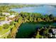 Aerial view of resort property showcasing building, lake, and lush landscaping at 801 New Providence # B19/U801, Davenport, FL 33897