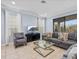 Comfortable living room with neutral decor and a view of the outdoors at 733 Desert Mountain Ct, Reunion, FL 34747