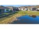 Aerial view of homes and pond, showcasing backyard oasis at 1062 Umbria Dr, Kissimmee, FL 34759
