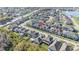 This aerial view showcases the desirable community layout with houses, streets, landscaping, and community pond at 2276 Centerra Loop, Kissimmee, FL 34741