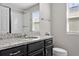 Bathroom features granite countertops, dark cabinets, a sink, and natural light at 2276 Centerra Loop, Kissimmee, FL 34741