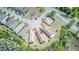 An aerial view showcasing the home's location near the neighborhood's cul-de-sac at 2285 Palm Tree Dr, Kissimmee, FL 34759
